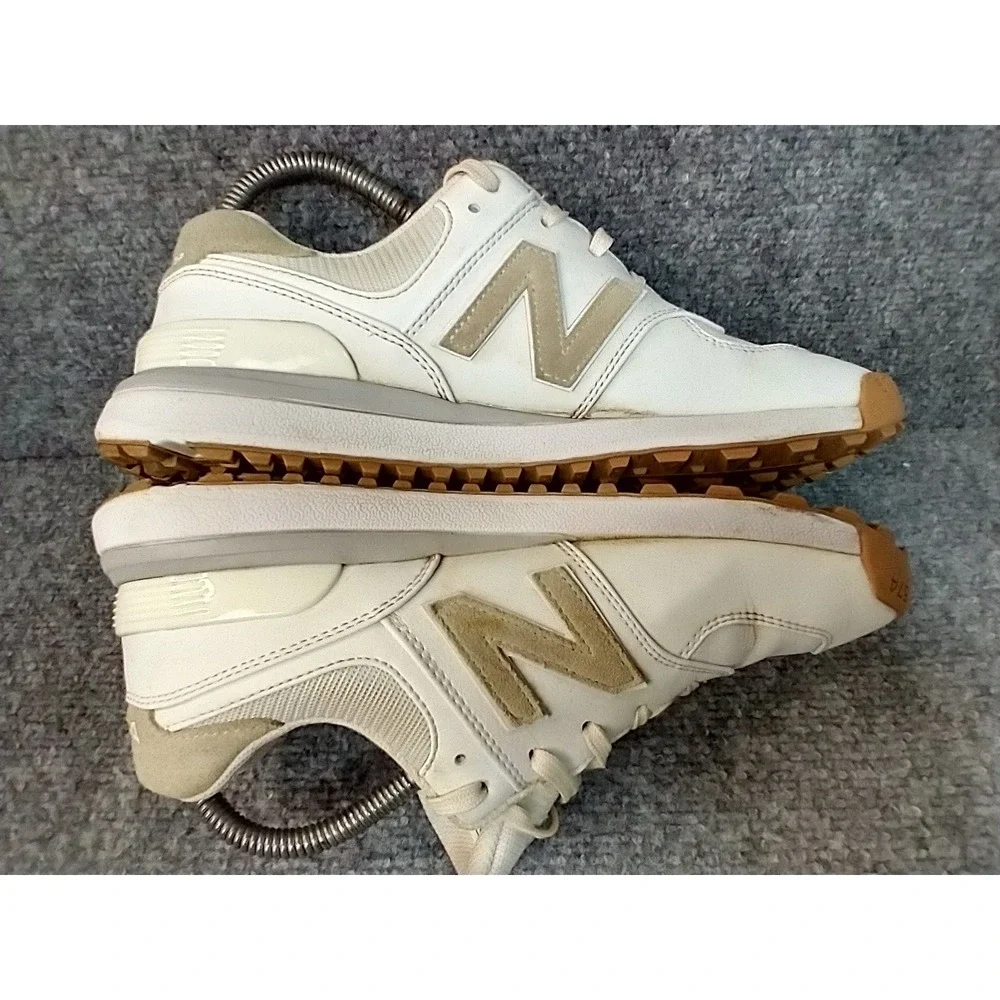 New‎ Balance 574 Golf White Tan Leather Sneakers WG574WT Womens 9 Low Top Shoes